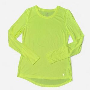 Danskin Neon Highlighter Yellow Long Sleeve Athletic Style Shirt, MEDIUM